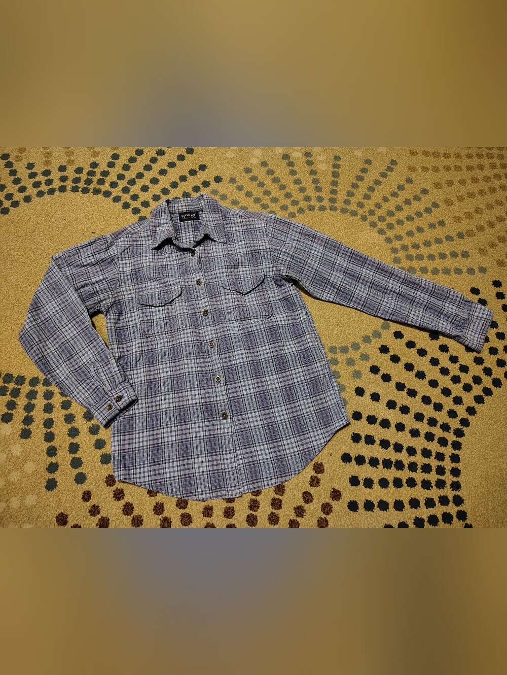 Krazy Kat Essential Women's Cotton Blue Plaid Button Down Long Sleeve Shirt Sml